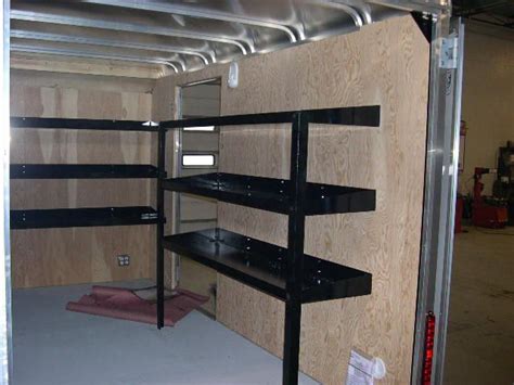 metal shelving init for box trailers|enclosed trailer shelf kit.